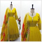 FANCY CHINON SEQUENCE EMBROIDERY WORK GOWN BOTTOM WITH DUPATTA FESTIVAL WEAR WHOLESALE PRICE ETHNIC GARMENT (3)