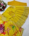 FANCY CHINON SEQUENCE EMBROIDERY WORK GOWN BOTTOM WITH DUPATTA FESTIVAL WEAR WHOLESALE PRICE ETHNIC GARMENT (3)