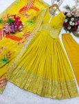 FANCY CHINON SEQUENCE EMBROIDERY WORK GOWN BOTTOM WITH DUPATTA FESTIVAL WEAR WHOLESALE PRICE ETHNIC GARMENT (3)