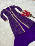 FANCY GEORGETTE EMBROIDERY BANDHEJ PRINTED LACE WORK GOWN WITH SHRUG PARTY WEAR WHOLESALE PRICE ETHNIC GARMENT (3)