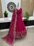 FANCY GEORGETTE EMBROIDERY SEQUENCE WORK GOWN WITH DUPATTA PARTY WEAR WHOLESALE PRICE ETHNIC GARMENT (1)