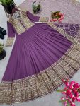 RICH LOOK GEORGETTE EMBROIDERY SEQUENCE WORK GOWN WITH DUPATTA WEDDING WEAR WHOLESALE PRICE ETHNIC GARMENT (6)