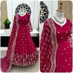 FANCY GEORGETTE EMBROIDERY SEQUENCE WORK GOWN WITH DUPATTA PARTY WEAR WHOLESALE PRICE ETHNIC GARMENT (1)