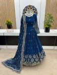 FANCY GEORGETTE EMBROIDERY SEQUENCE WORK GOWN WITH DUPATTA WEDDING WEAR WHOLESALE PRICE ETHNIC GARMENT (2)