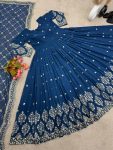 FANCY GEORGETTE EMBROIDERY SEQUENCE WORK GOWN WITH DUPATTA WEDDING WEAR WHOLESALE PRICE ETHNIC GARMENT (2)