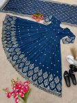 FANCY GEORGETTE EMBROIDERY SEQUENCE WORK GOWN WITH DUPATTA WEDDING WEAR WHOLESALE PRICE ETHNIC GARMENT (2)