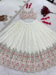 FANCY GEORGETTE EMBROIDERY SEQUENCE WORK LEHENGA CHOLI WITH DUPATTA WEDDING WEAR WHOLESALE PRICE ETHNIC GARMENT (1)