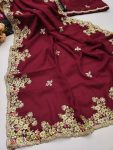 FANCY GEORGETTE EMBROIDERY THREAD WORK SAREE WITH UNSTITCHED BLOUSE PARTY WEAR WHOLESALE PRICE ETHNIC GARMENT (2)