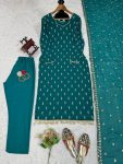 FANCY GEORGETTE SEQUENCE MOTI WORK TOP BOTTOM WITH DUPATTA PARTY WEAR WHOLESALE PRICE ETHNIC GARMENT (4)