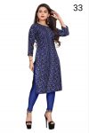 FANCY HEAVY CREAP PRINTED KURTI NAVY BLUE