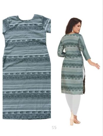 FANCY HEAVY CREAP PRINTED KURTI SEA GREEN