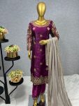 FANCY JIMMI CHOO EMBROIDERY SEQUENCE WORK TOP BOTTOM WITH DUPATTA FESTIVAL WEAR WHOLESALE PRICE ETHNIC GARMENT (5)