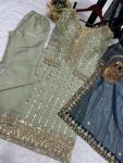 FANCY JIMMY CHOO EMBROIDERY THREAD WORK TOP BOTTOM WITH DUPATTA PARTY WEAR WHOLESALE PRICE ETHNIC GARMENT (3)