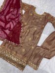 FANCY JIMMY CHOO SILK EMBROIDERY SEQUENCE WORK TOP BOTTOM WITH DUPATTA FESTIVAL WEAR WHOLESALE PRICE ETHNIC GARMENT (4)