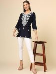 FANCY RAYON CHICKENKARI WORK ONLY KURTI PARTY WEAR WHOLESALE PRICE ETHNIC GARMENT (10)