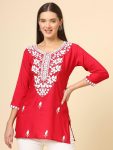 FANCY RAYON CHICKENKARI WORK ONLY KURTI PARTY WEAR WHOLESALE PRICE ETHNIC GARMENT (8)