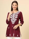 FANCY RAYON CHICKENKARI WORK ONLY KURTI PARTY WEAR WHOLESALE PRICE ETHNIC GARMENT (14)