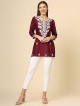 FANCY RAYON CHICKENKARI WORK ONLY KURTI PARTY WEAR WHOLESALE PRICE ETHNIC GARMENT (14)