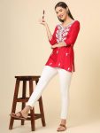 FANCY RAYON CHICKENKARI WORK ONLY KURTI PARTY WEAR WHOLESALE PRICE ETHNIC GARMENT (8)