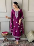 FANCY RAYON EMBROIDERY WORK TOP BOTTOM WITH DUPATTA FESTIVAL WEAR WHOLESALE PRICE ETHNIC GARMENT (4)