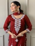 FANCY RAYON EMBROIDERY WORK TOP BOTTOM WITH DUPATTA FESTIVAL WEAR WHOLESALE PRICE ETHNIC GARMENT (6)