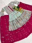 FASHIIONABLE GEORGETTE EMBROIDERY SEQUENCE WORK LEHENGA CHOLI WITH KOTI PARTY WEAR WHOLESALE PRICE ETHNIC GARMENT (11)