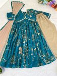FASHIONABLE CHNADERI PRINTED LACE WORJK ALIA CUT TOP BOTTOM WITH DUPATTA FESTIVAL WEAR WHOLESALE PRICE ETHNIC GARMENT (2)