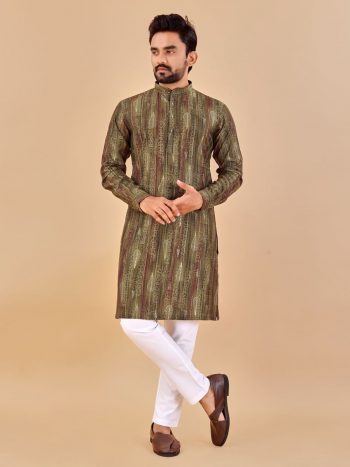 FASHIONABLE COTTON FOIL PRINT WORK KURTA WITH PAYJAMA PISTA