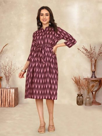 TRENDING COTTON PRINTED ONE PIECE MAROON