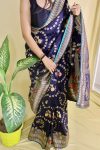 FASHIONABLE DOLA SILK MINAKARI WEAVING WORK SAREE WITH UNSTITCHED BLOUSE FESTIVAL WEAR WEAR WHOLESALE PRICE ETHNIC GARMENT (2)