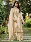 FASHIONABLE GEORGETTE CHINE STITCH SEQUENCE WORK TOP PALAZZO WITH DUPATTA CREAM