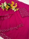 FASHIONABLE GEORGETTE EMBROIDERY SEQUENCE LACE WORK 1 MINUTE SAREE WITH UNSTITCHED BLOUSE PARTY WEAR WHOLESALE PRICE ETHNIC GARMENT (2)