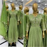 FASHIONABLE GEORGETTE EMBROIDERY SEQUENCE WORK GOWN PANT WITH DUPATTA WEDDING WEAR WHOLESALE PRICE ETHNIC GARMENT (1)