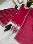 FASHIONABLE GEORGETTE EMBROIDERY SEQUENCE WORK TOP PALAZZO WITH DUPATTA PARTY WEAR WHOLESALE PRICE ETHNIC GARMENT (12)