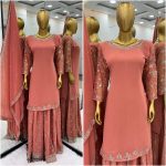 FASHIONABLE GEORGETTE EMBROIDERY SEQUENCE WORK TOP PALAZZO WITH DUPATTA PARTY WEAR WHOLESALE PRICE ETHNIC GARMENT (17)