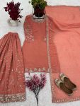 FASHIONABLE GEORGETTE EMBROIDERY SEQUENCE WORK TOP PALAZZO WITH DUPATTA PARTY WEAR WHOLESALE PRICE ETHNIC GARMENT (17)