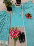 FASHIONABLE GEORGETTE EMBROIDERY SEQUENCE WORK TOP PALAZZO WITH DUPATTA PARTY WEAR WHOLESALE PRICE ETHNIC GARMENT (7)