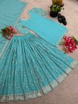 FASHIONABLE GEORGETTE EMBROIDERY SEQUENCE WORK TOP PALAZZO WITH DUPATTA PARTY WEAR WHOLESALE PRICE ETHNIC GARMENT (7)