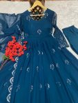 FASHIONABLE GEORGETTE EMBROIDREY SEQUENCE WORK GOWN BOTTOM WITH DUPATTA PARTY WEAR WHOLESALE PRICE ETHNIC GARMENT (13)