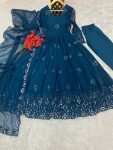 FASHIONABLE GEORGETTE EMBROIDREY SEQUENCE WORK GOWN BOTTOM WITH DUPATTA PARTY WEAR WHOLESALE PRICE ETHNIC GARMENT (13)