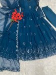 FASHIONABLE GEORGETTE EMBROIDREY SEQUENCE WORK GOWN BOTTOM WITH DUPATTA PARTY WEAR WHOLESALE PRICE ETHNIC GARMENT (13)