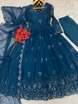 FASHIONABLE GEORGETTE EMBROIDREY SEQUENCE WORK GOWN BOTTOM WITH DUPATTA PARTY WEAR WHOLESALE PRICE ETHNIC GARMENT (13)