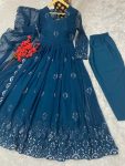 FASHIONABLE GEORGETTE EMBROIDREY SEQUENCE WORK GOWN BOTTOM WITH DUPATTA PARTY WEAR WHOLESALE PRICE ETHNIC GARMENT (13)
