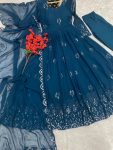 FASHIONABLE GEORGETTE EMBROIDREY SEQUENCE WORK GOWN BOTTOM WITH DUPATTA PARTY WEAR WHOLESALE PRICE ETHNIC GARMENT (13)