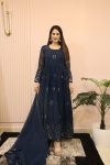 FASHIONABLE GEORGETTE EMBROIDREY SEQUENCE WORK GOWN BOTTOM WITH DUPATTA PARTY WEAR WHOLESALE PRICE ETHNIC GARMENT (13)