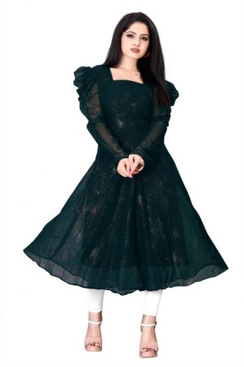 FASHIONABLE GEORGETTE FANCY SLEEVE ANARKALI GOWN RAMA
