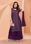 FASHIONABLE GEORGETTE LINING WORK TOP SHARARA WITH DUPATTA PARTY WEAR WHOLESALE PRICE ETHNIC GARMENT (2)