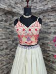 FASHIONABLE GEORGETTE SEQUENCE EMBROIDEREY WORK LEHENGA CHOLI WITH SHRUG PARTY WEAR WHOLESALE PRICE ETHNIC GARMENT (1)