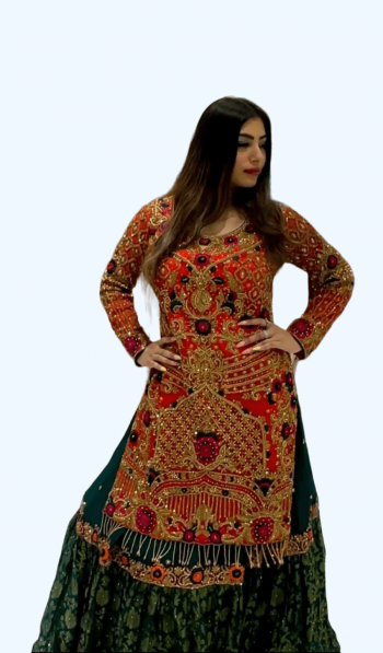 FASHIONABLE GEORGETTE SEQUNCE EMBROIDERY ZARI WORK TOP LEHENGA WITH DUPATTA ORANGE