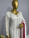 FASHIONABLE GRORGETTE EMBROIDERY WORK TOP BOTTOM WITH DUPATTA CASUAL WEAR WHOLESALE PRICE ETHNIC GARMENT (40)